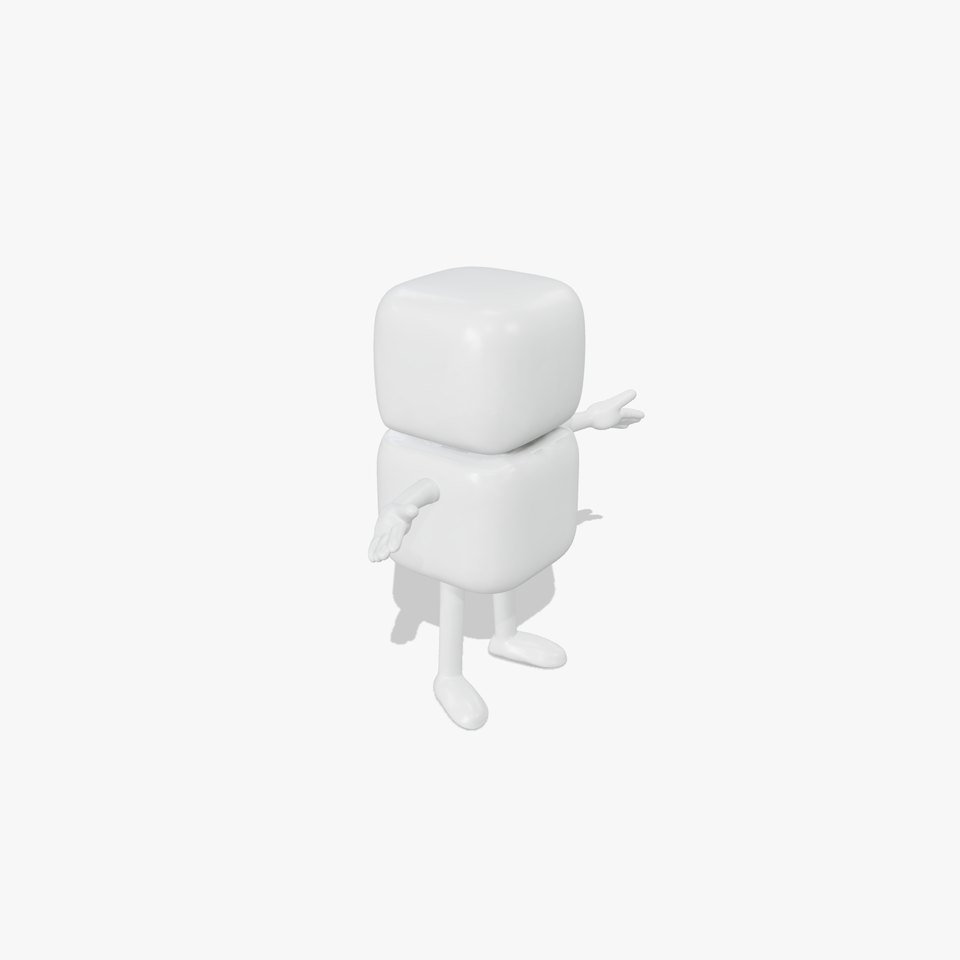 Simple White D Character Rigged and Animated for Game Use